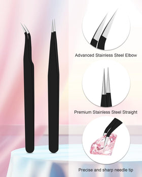 Difenni tweezer holding a rhinestone to show accurate placement control