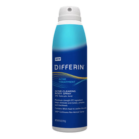 Differin body spray front packaging showing bottle and label benefits