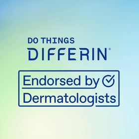 Differin box packaging angle showing product branding and informational label
