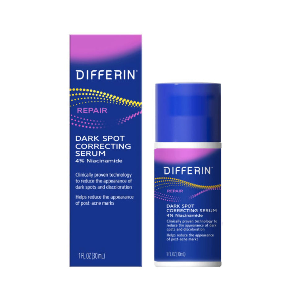 Differin front packaging showing serum bottle and benefits