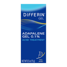 Differin front packaging 15g pump showing clear labeling and benefit
