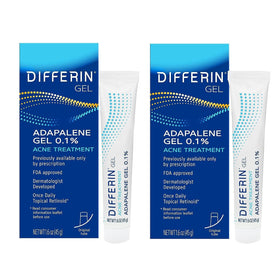 Differin front packaging showing 45g tube and clear usage benefit