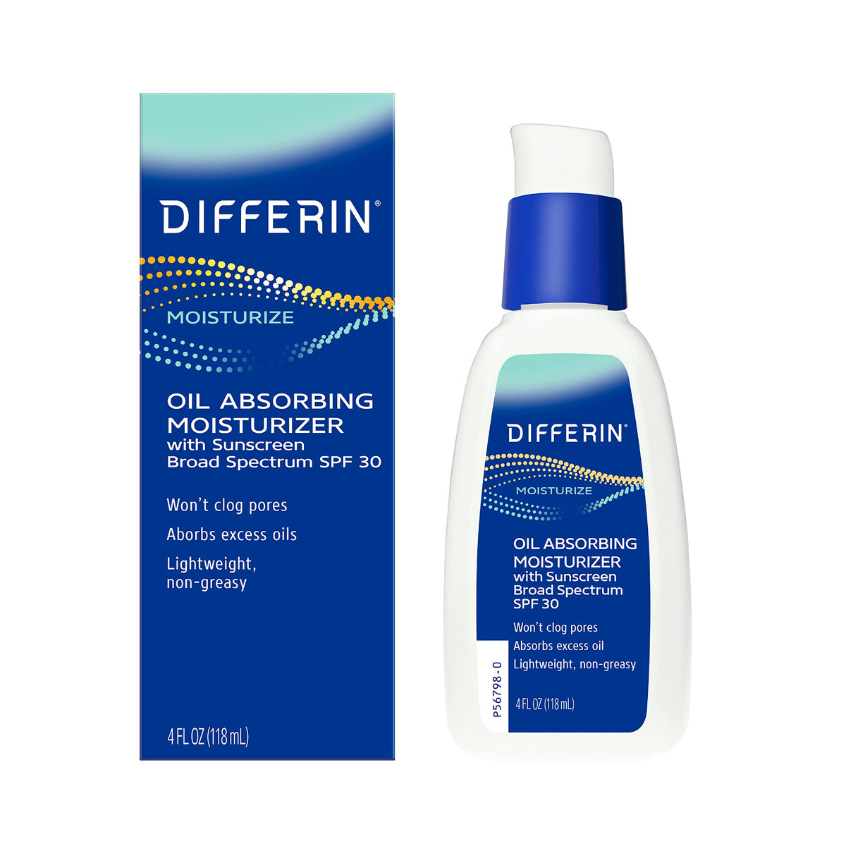 Differin front packaging showing SPF 30 and oil-absorbing benefits