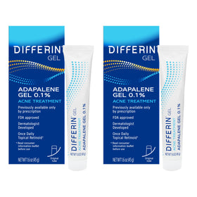Differin front packaging showing two tubes and clear benefits