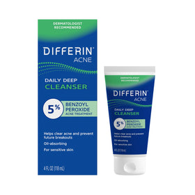 Differin front packaging showing 4 oz cleanser and acne-fighting benefit