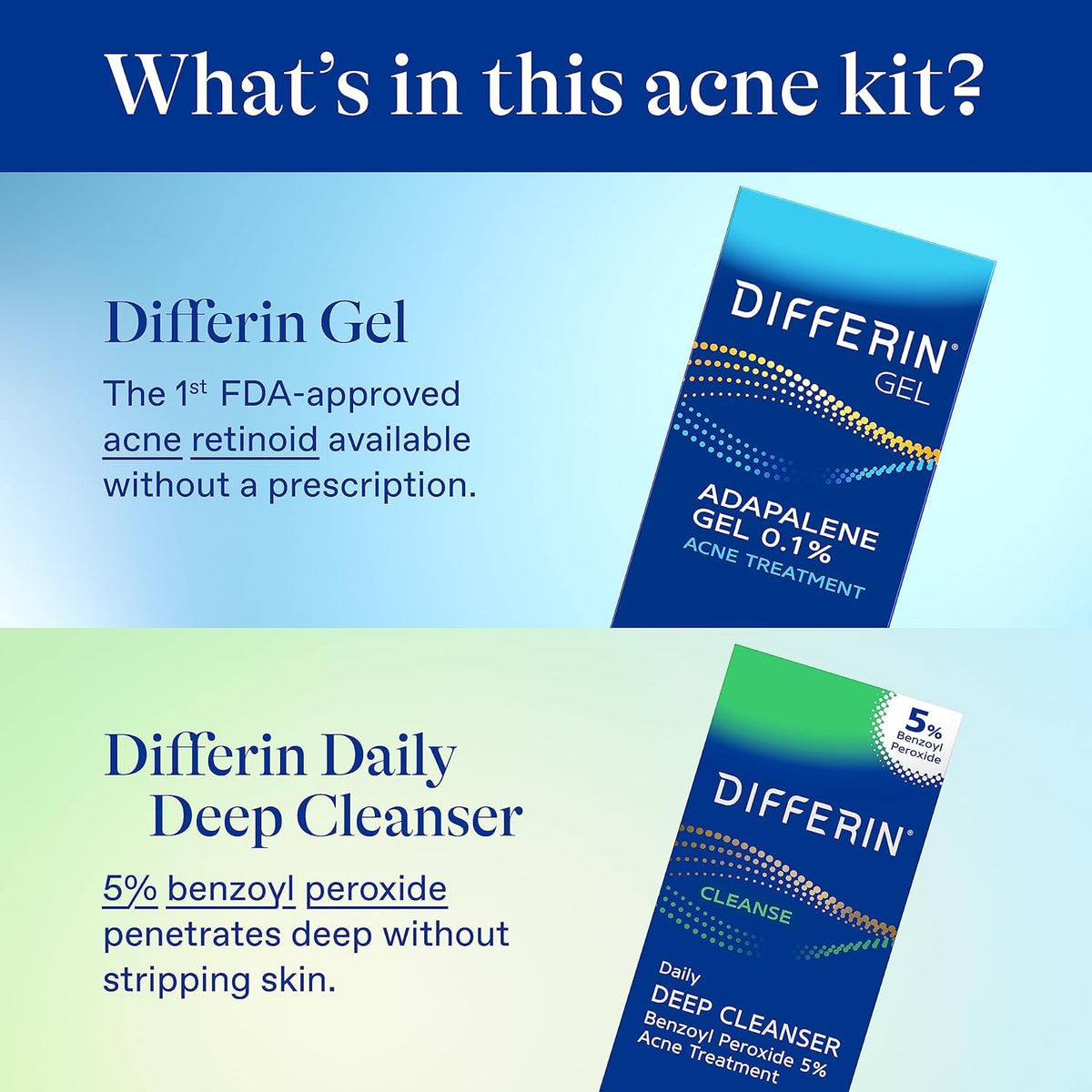 Differin gel tube close-up highlighting brand and adapalene strength