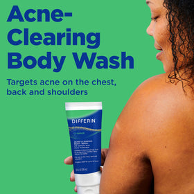 Differin pump dispensing cream-to-lather texture, demonstrates easy application benefit