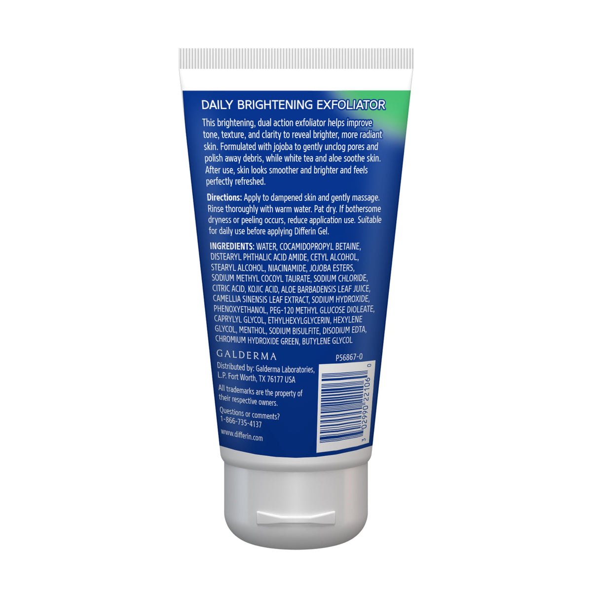 Differin scrub applied on skin demonstrating exfoliation for smoother texture