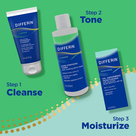 Differin cleanser foam texture close‑up, lightweight lather that rinses clean