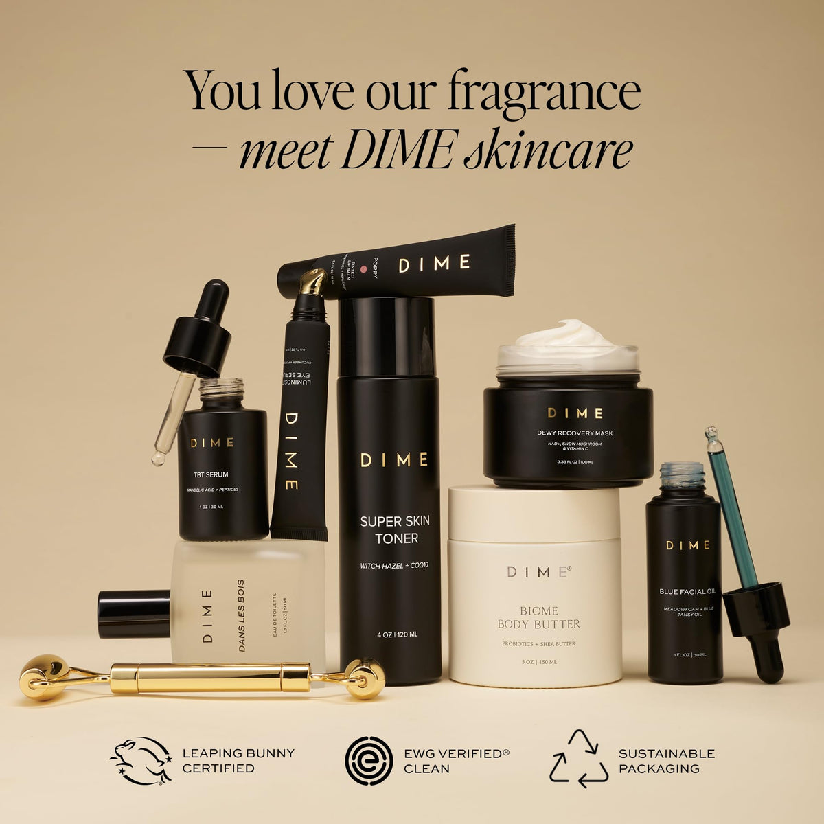 DIME perfume worn on a person in daylight demonstrating wearable, crowd-pleasing benefit