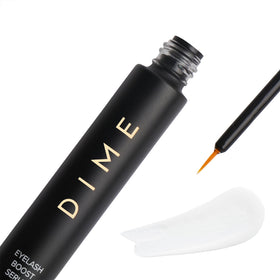 Illustrated before and after lashes, DIME visible fullness and length improvement benefit