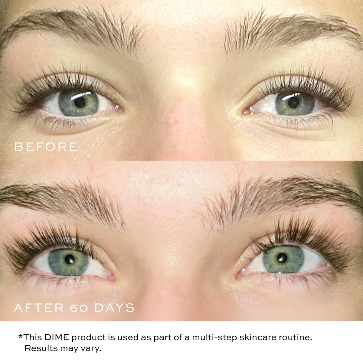Texture swatch of serum on skin, DIME lightweight formula absorbs easily benefit