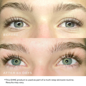 Texture swatch of serum on skin, DIME lightweight formula absorbs easily benefit