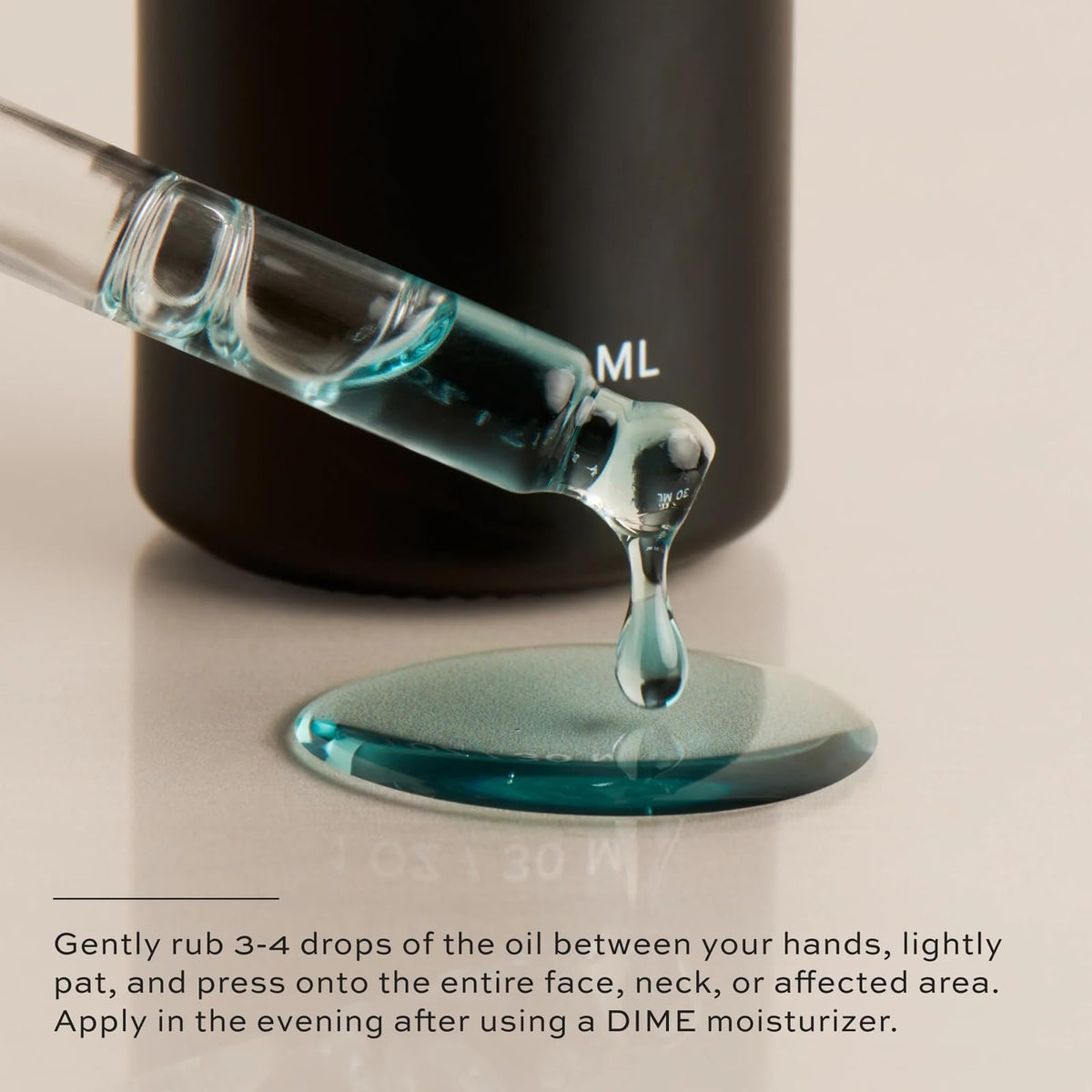 DIME blue facial oil ingredients array showing botanical sources and nourishment