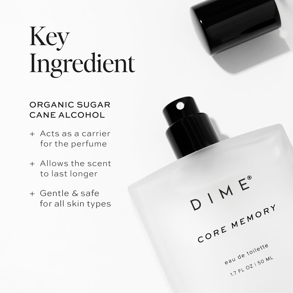 DIME Core Memory flatlay with mandarin, bergamot, and blossoms for scent clarity