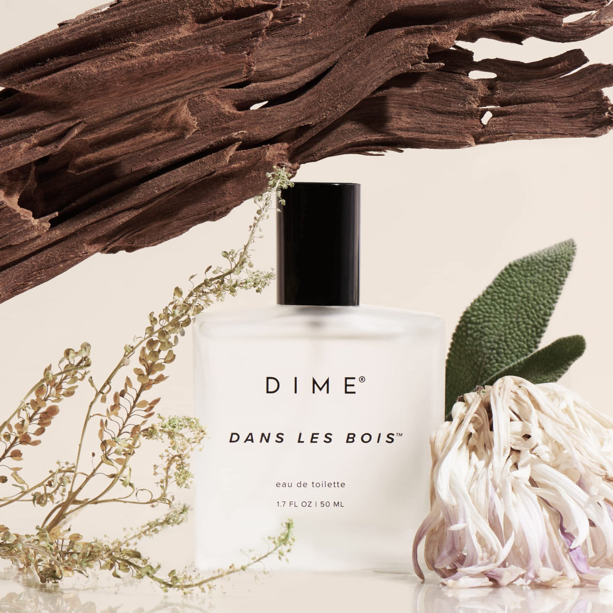 DIME label close-up highlighting fragrance name and clean formulation
