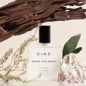DIME label close-up highlighting fragrance name and clean formulation