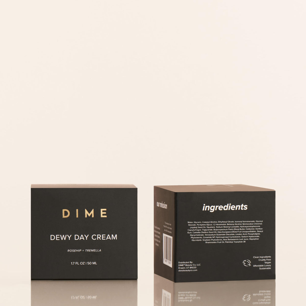 DIME recyclable packaging photo showing sustainable materials and clean-beauty benefit