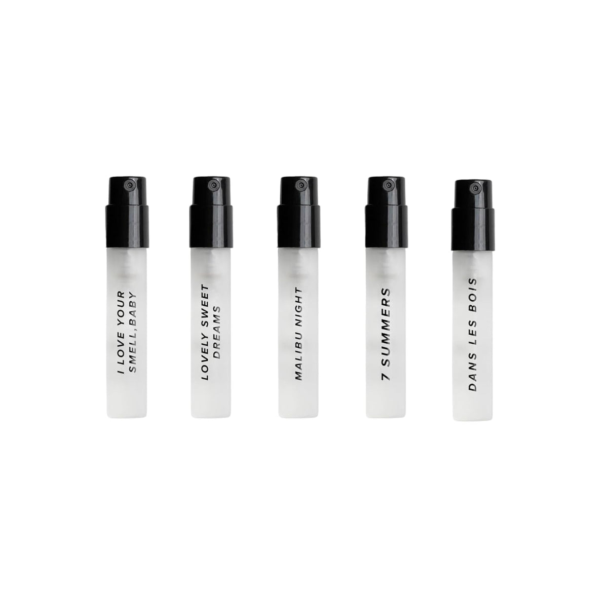 DIME five 2ml sprays lined up, convenient selection for travel