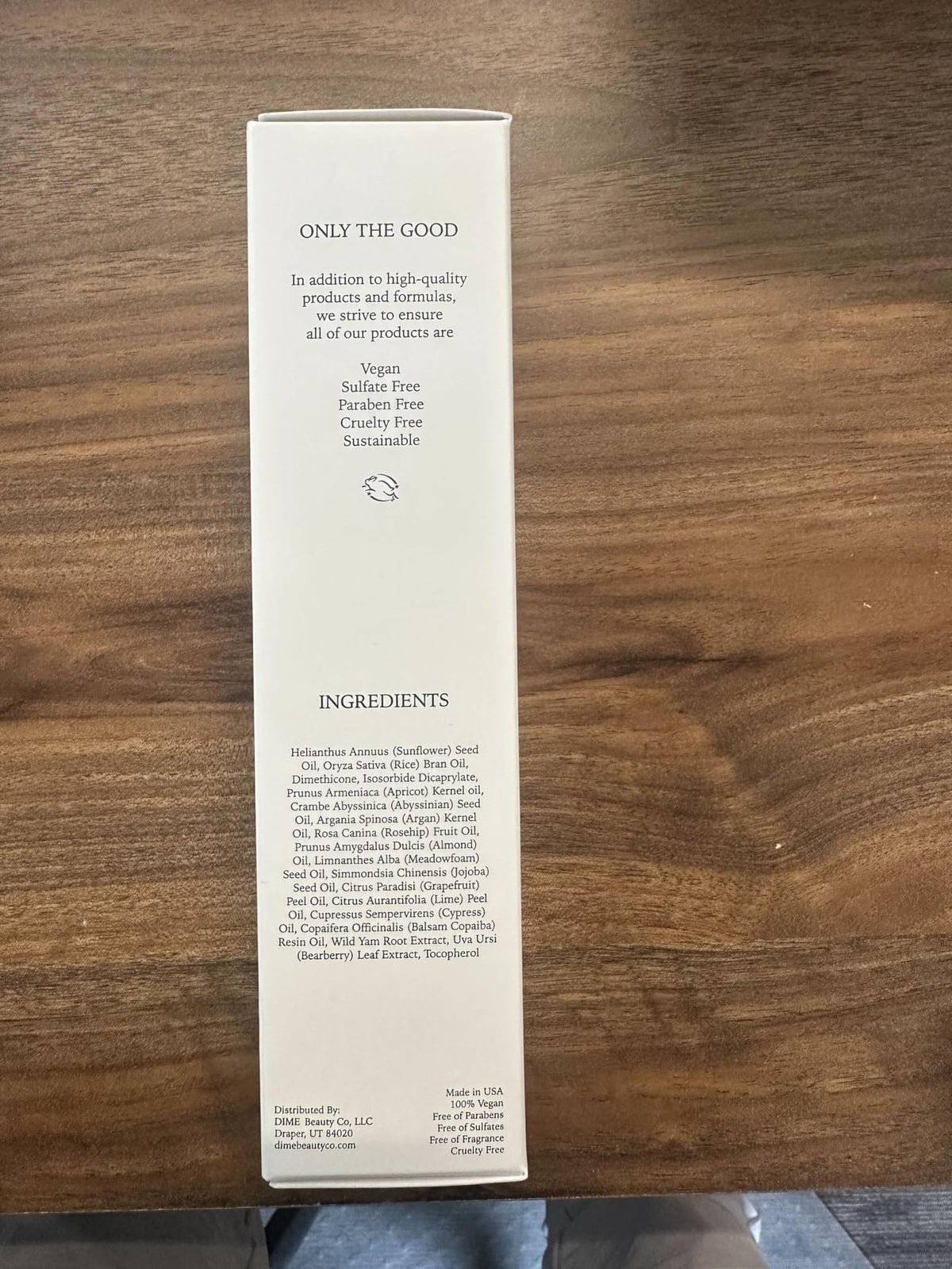 DIME label and recyclable packaging communicating clean-beauty values