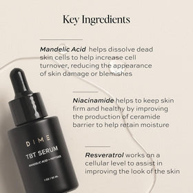 DIME ingredients bakuchiol and mandelic acid showing gentle renewal