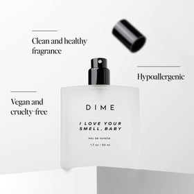 DIME label detail with ingredients emphasizing clean-beauty formulation and ingredient transparency