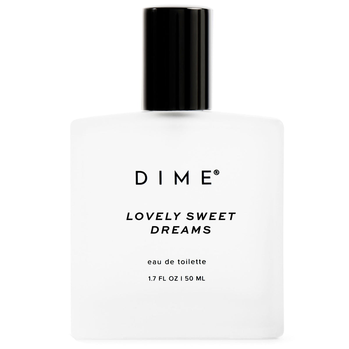 DIME bottle front view showing elegant label and spray for everyday wear