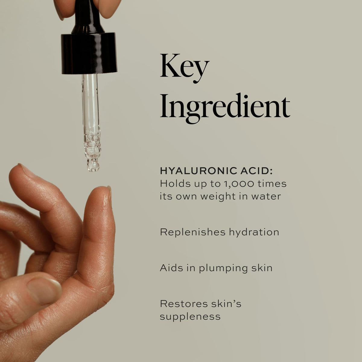 DIME drop of serum on hand illustrating concentration and spreadability