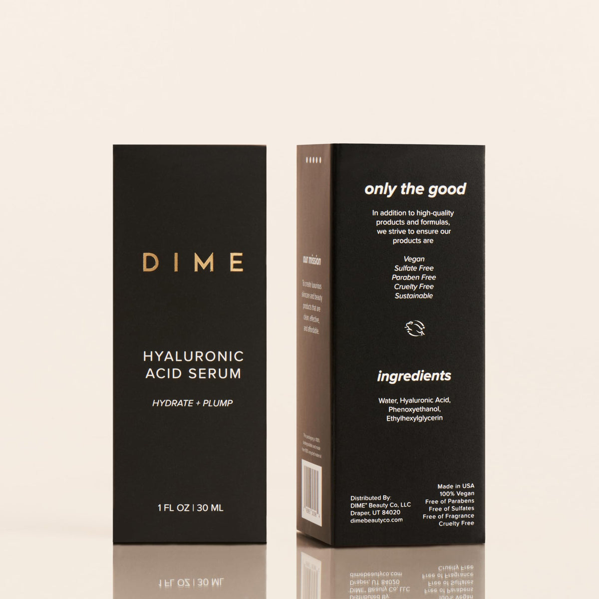 DIME sustainable outer box emphasizing recyclable packaging promise