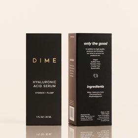 DIME sustainable outer box emphasizing recyclable packaging promise