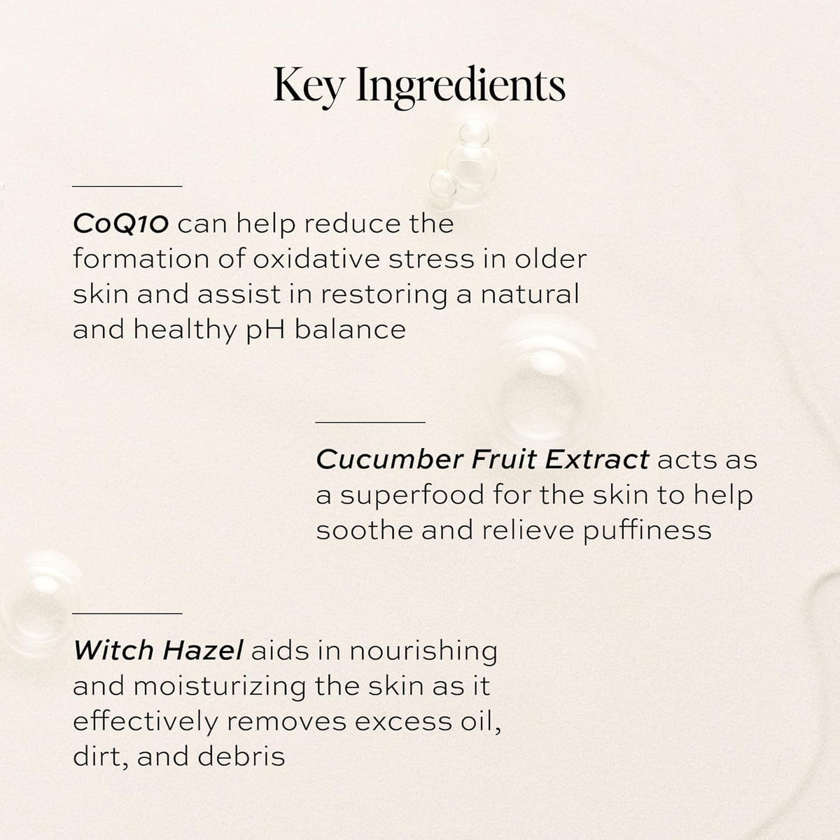 DIME bottle with cucumber slices highlighting soothing, brightening benefits
