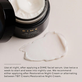 DIME TBT Cream with bakuchiol ingredient bottle showing plant-derived benefit
