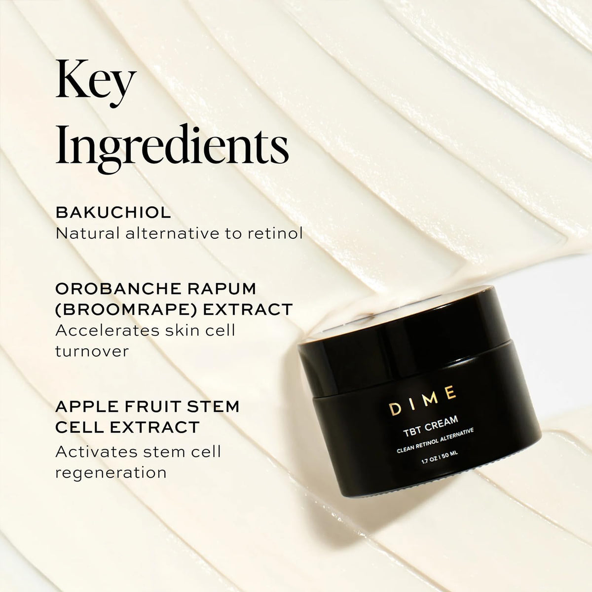 DIME TBT Cream on nightstand in bedroom setting showing nighttime routine benefit