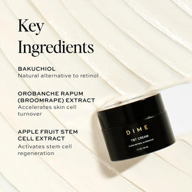 DIME TBT Cream on nightstand in bedroom setting showing nighttime routine benefit