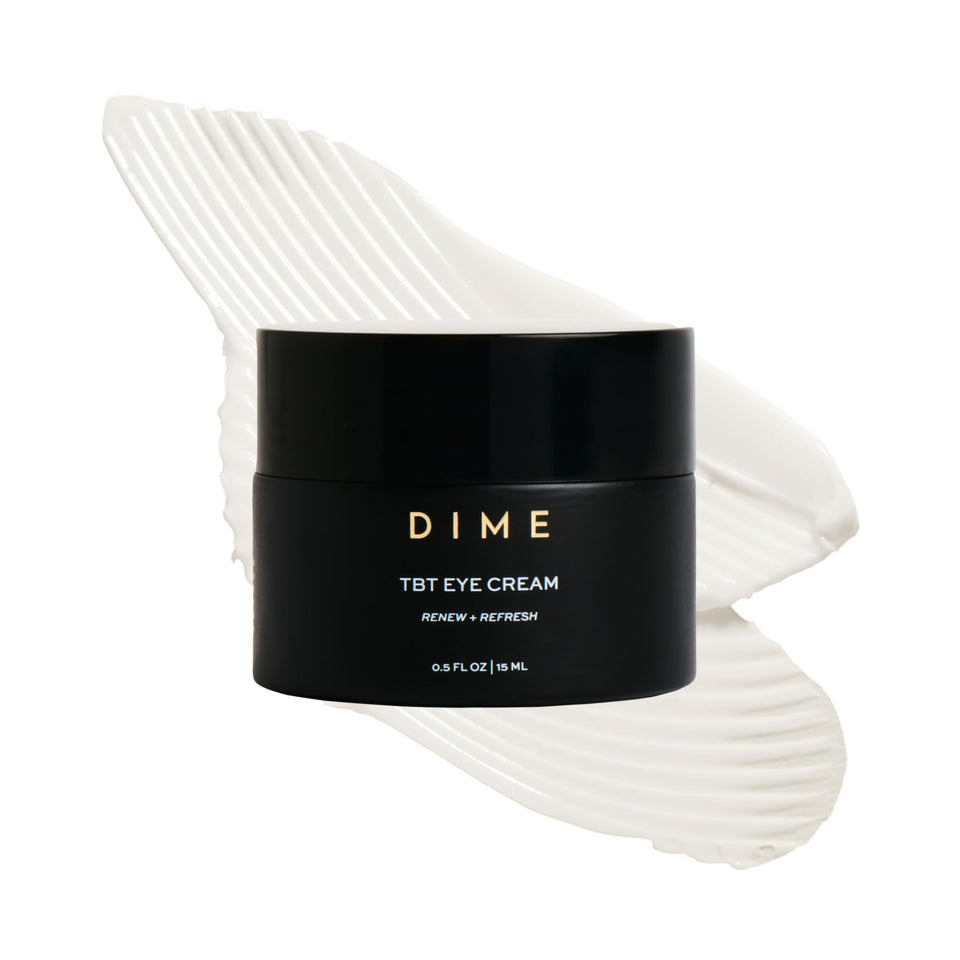 DIME TBT Eye Cream jar front view showing clean design and size benefit