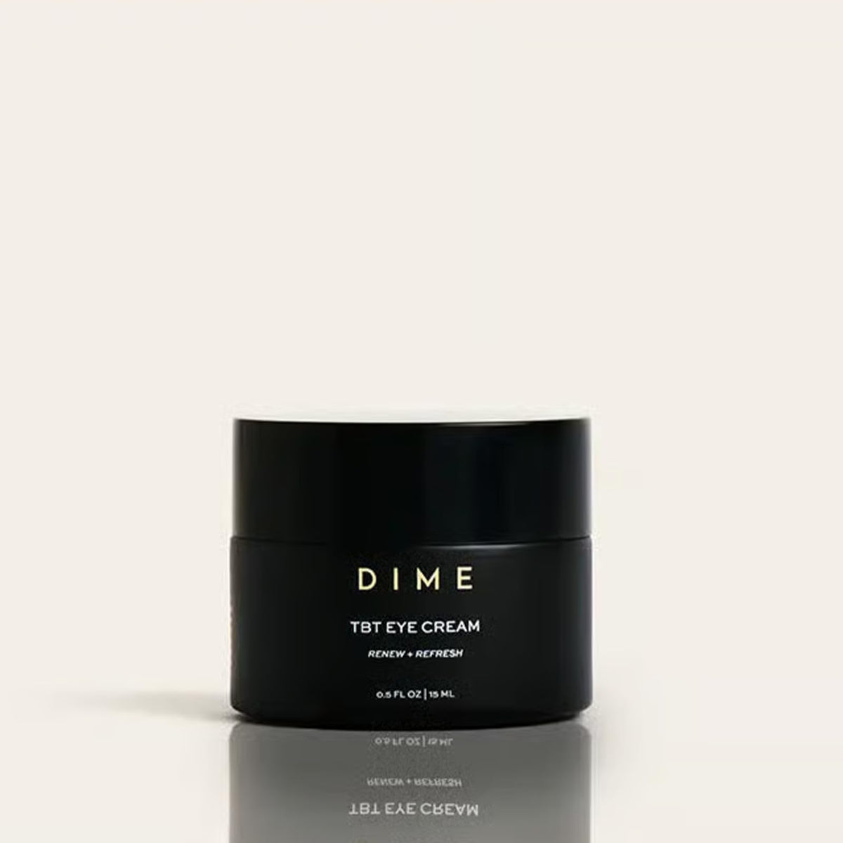 DIME eye cream on bathroom shelf lifestyle shot showing everyday use benefit
