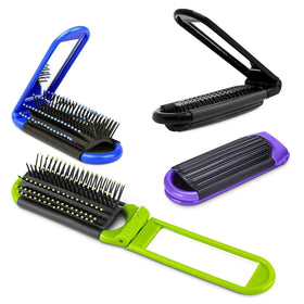 DIMROM front view of four folding brushes showing color variety and portability benefit