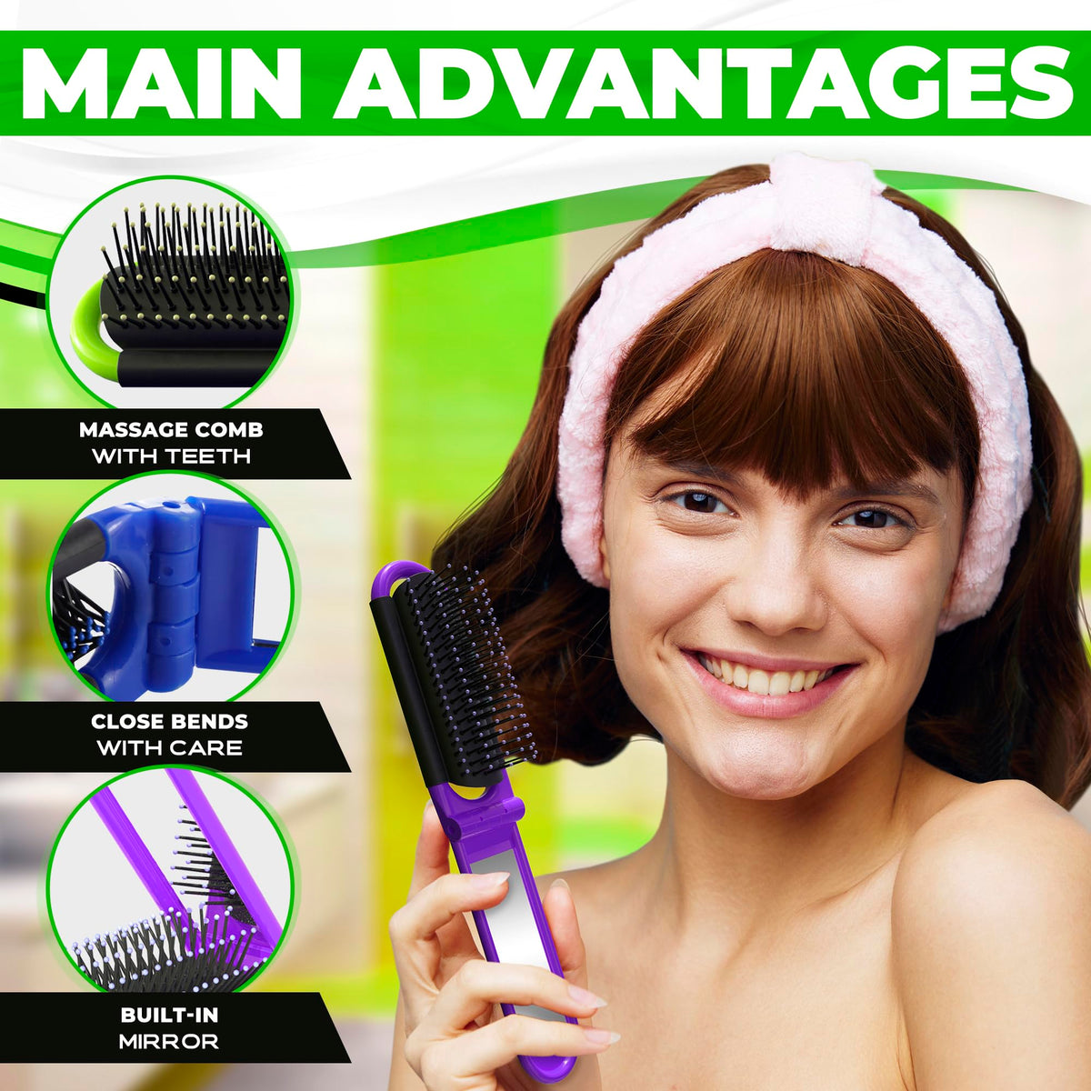 DIMROM flexible nylon bristles close-up showing gentle detangling benefit