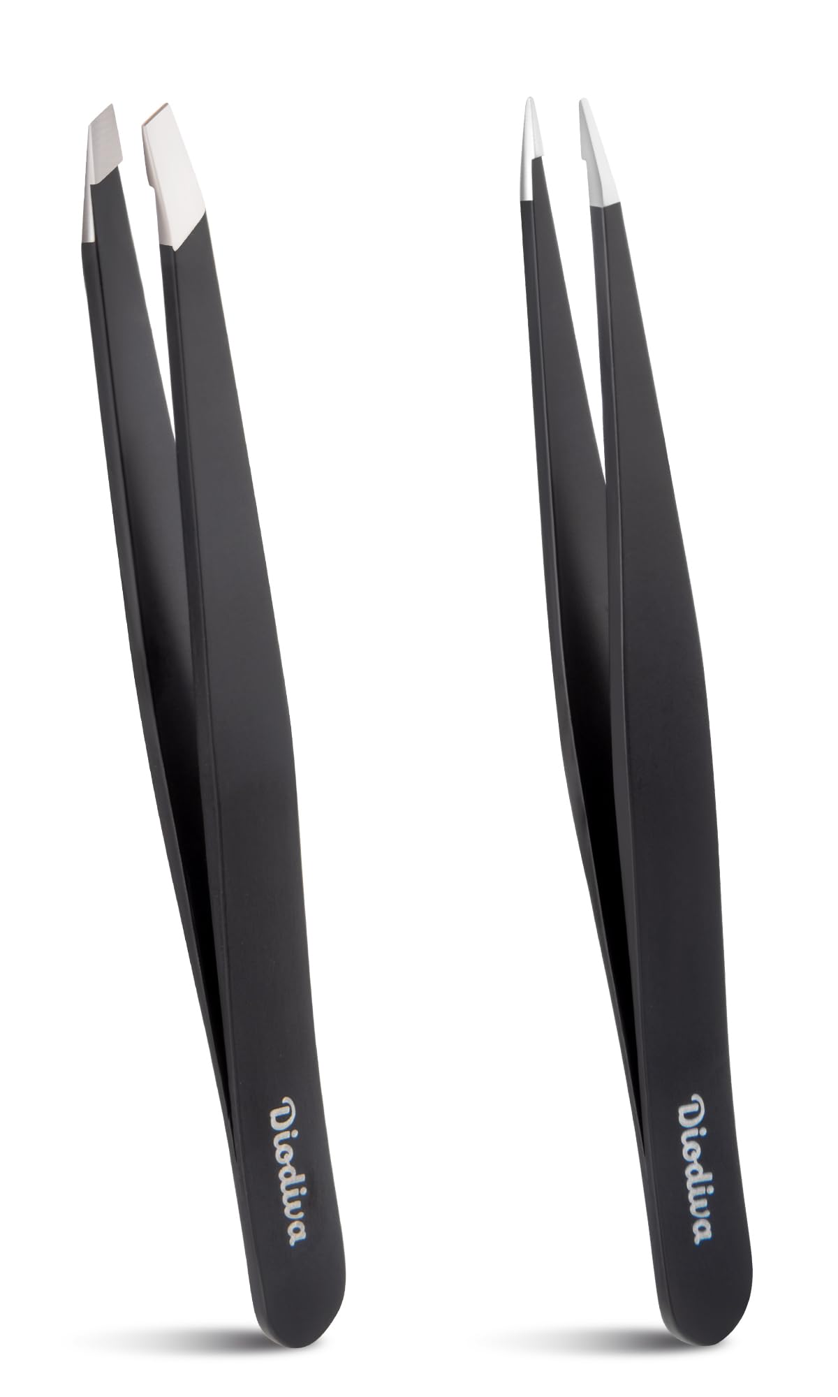 Diodiva front view of black case showing professional tweezer set benefit portability