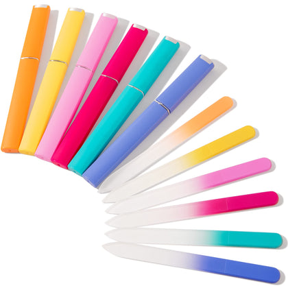 Diodiva front packaging and travel case showing all six colored glass files for neat storage