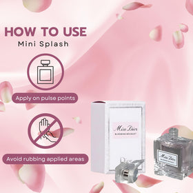 Dior Miss Dior bottle scale next to coin showing compact travel-friendly size