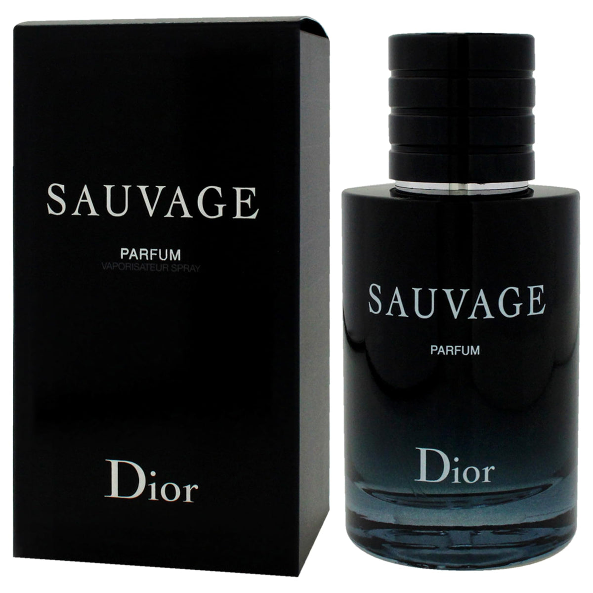 Dior Sauvage 2.0 oz bottle beside common items to show compact scale