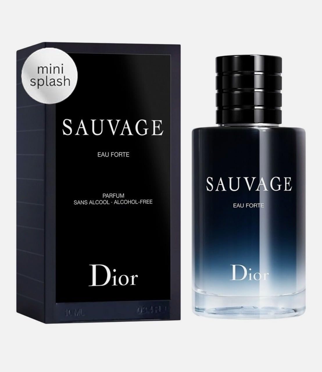Dior Sauvage mini front packaging showing bottle and travel convenience