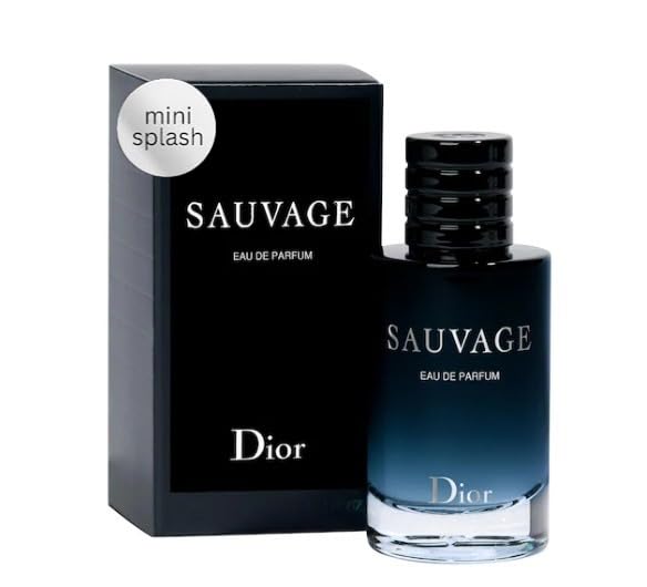 Dior Sauvage front view showing compact travel bottle and label benefit convenience