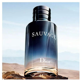 Dior Sauvage bottle on table in lifestyle scene conveying confident wearable scent