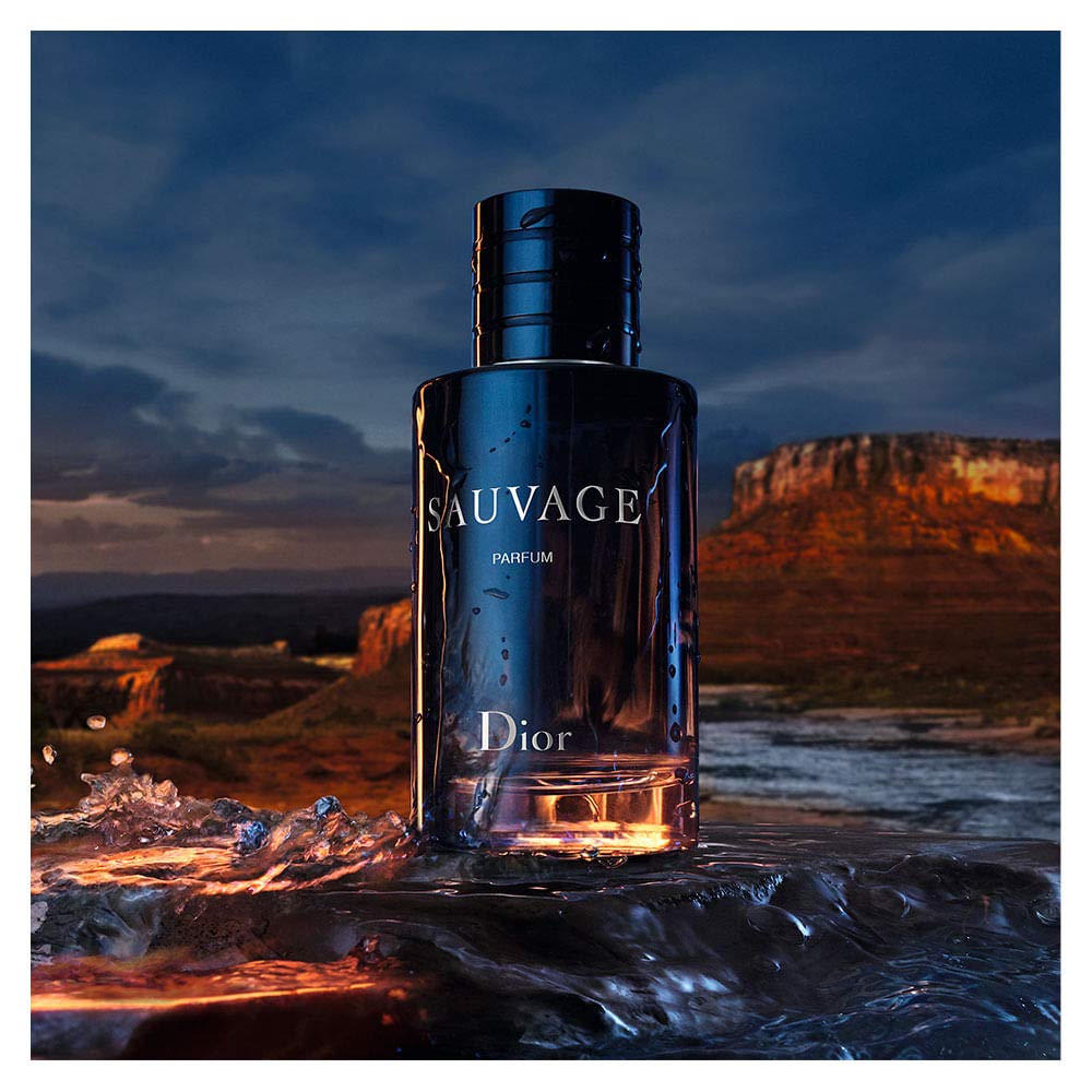 Dior Sauvage ingredient still life featuring mandarin wood and spice notes