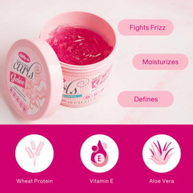 Dippity Do open jar showing gel texture and easy-to-dispense benefit