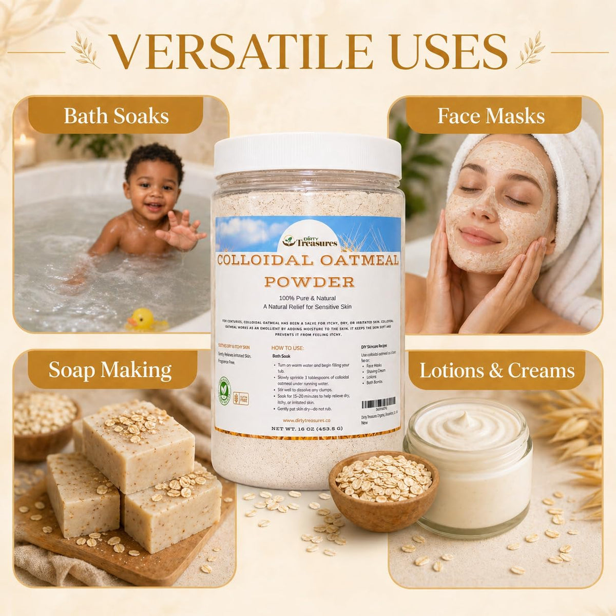 Dirty Treasures mixed into a clay face mask for calming skin treatment