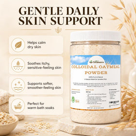 Dirty Treasures open jar of pale oat powder for easy scooping and use