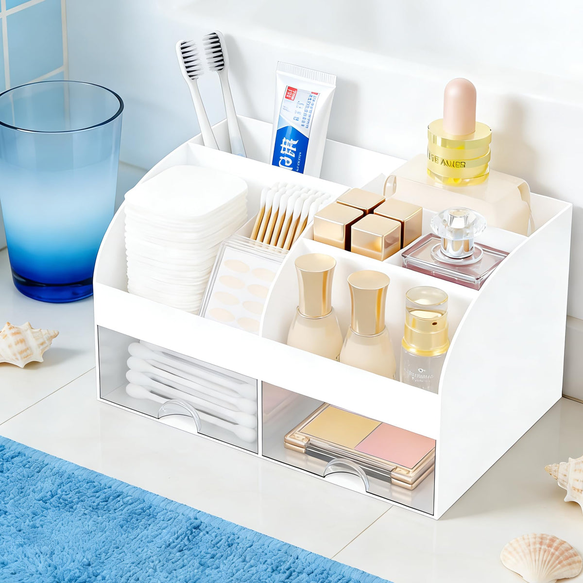 DIRZHX drawers open revealing organized lipsticks and small cosmetics for quick access